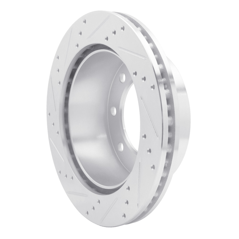 Ford F-250 Brake Rotor (1) - Rear Right - R1 Concepts - Drilled & Slotted - Silver - `99-`05
